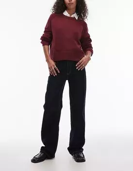 Джинсы прямого кроя с высокой талией темно-синего цвета Mango