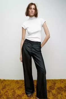 Джинсы прямого кроя с высокой талией z1975 ZARA, синий