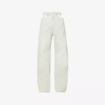 Джинсы прямого кроя с завышенной талией и вырезами Decortique Maison Margiela, синий