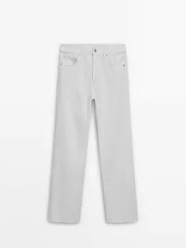 Джинсы прямого кроя с завышенной талией Massimo Dutti, бежевый
