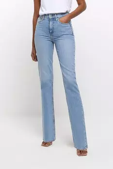 Джинсы прямого кроя с завышенной талией River Island, синий