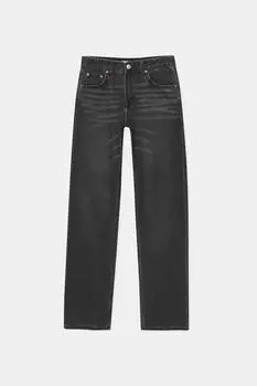 Джинсы прямого кроя со средней посадкой Pull&Bear, черный