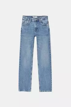 Джинсы прямого кроя со средней посадкой Pull&Bear, темно-синий