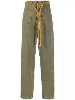 Джинсы прямого кроя со вставками ETRO, зеленый