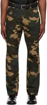 Джинсы прямого кроя SSENSE Exclusive Green Camo LU'U DAN