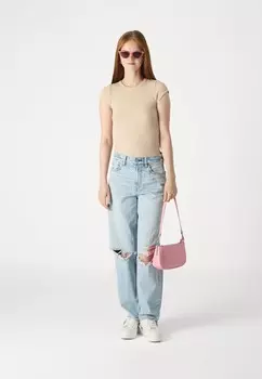 Джинсы прямого кроя SUPER HIGH-RISE BAGGY STRAIGHT American Eagle, светло-голубой деним