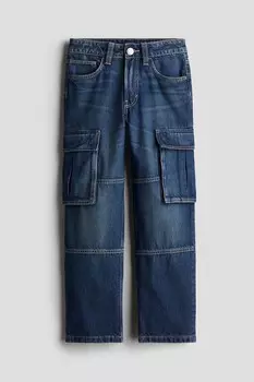 Джинсы прямого кроя свободного кроя H&M, синий