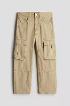 Джинсы прямого кроя свободного кроя H&M, бежевый