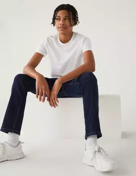 Джинсы прямого кроя The Jones из хлопка и стрейч (6–16 лет) Marks & Spencer, индиго