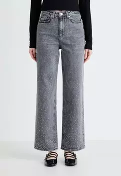 Джинсы прямого кроя VMTESSA WIDE STUDS Vero Moda, светло-серый