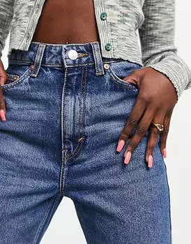 Джинсы прямого кроя Weekday Rowe с экстра-высокой талией темно-синего цвета — MBLUE