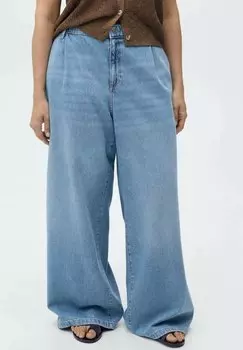 Джинсы прямого кроя WIDELEG PLEATED Mango, синий