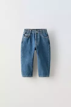 Джинсы прямого кроя ZARA, средне-синий