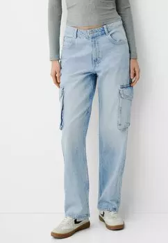 Джинсы прямого покроя Bershka, светло-голубой