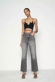 Джинсы прямые из денима с высокой посадкой Z1975 ZARA, серый