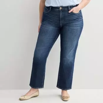 Джинсы прямые с высокой посадкой в стиле 90-х для подростков плюс сайз So, цвет dark