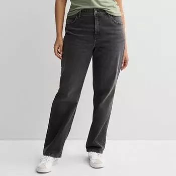 Джинсы прямые с высокой посадкой в стиле 90-х для подростков плюс сайз So, цвет washed black