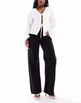 Джинсы Pull&Bear прямого кроя с низкой посадкой черного цвета