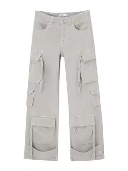Джинсы Pull&Bear Regular Cargo Jeans, серый деним