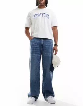 Джинсы Pull&Bear с застежкой-молнией в синем цвете