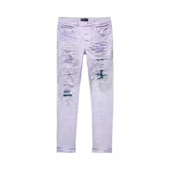 Джинсы PURPLE BRAND Heavy Repair With Plaid Patch Skinny Jeans Lavender, фиолетовый