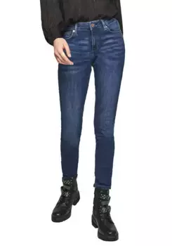 Джинсы QS с 5 карманами "Сэди", зауженный крой, синий