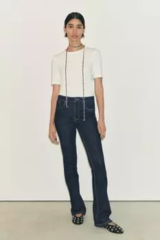 Джинсы расклеенные из коллекции ZW со средней посадкой ZARA, синий