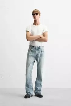 Джинсы расклешенные ZARA, светло-голубой