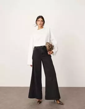 Джинсы Reece Denim с высокой талией и широкими штанинами, цвет: черный, выбеленный ASOS EDITION