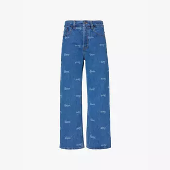 Джинсы Regular-Fit с фирменным принтом Gucci, синий