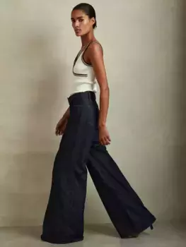 Джинсы Reiss Luca Belted Wide Leg, цвет dark blue
