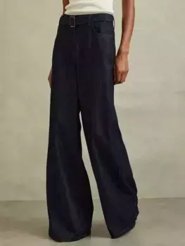 Джинсы Reiss Petite Luca Belted Wide Leg, цвет dark blue