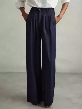 Джинсы Reiss Raymond High Rise Double Pleat Wide Leg, цвет indigo