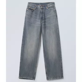 Джинсы-рейлинг Weekday With A Mid-rise Waist And Straight Legs, серо-синий