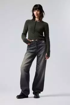 Джинсы-рейлинг Weekday With A Mid-rise Waist And Straight Legs, болотно-синий