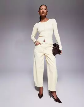 Джинсы River Island Petite barrel в желтом цвете