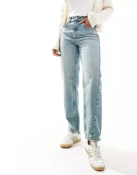 Джинсы Robyn прямого кроя с высокой талией и перекрученными швами, тонированные, средне-синие ONLY