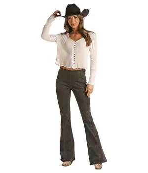 Джинсы Rock and Roll Cowgirl, Black Pull-On Flare RRWD6PRZR2