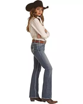 Джинсы Rock and Roll Cowgirl Cowhide Applique Riding in Medium Vintage RRWD4RRZPN, цвет Medium Vintage