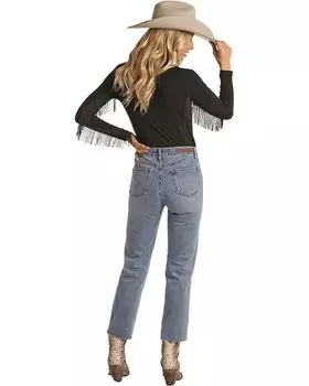 Джинсы Rock and Roll Cowgirl Distressed Straight Cropped in Medium Vintage RRWD9HRZQT, цвет Medium Vintage