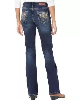 Джинсы Rock and Roll Cowgirl Mid-Rise Bootcut with Aztec Pocket with Leather and Studs in Dark Wash W1-6133, цвет Dark Wash