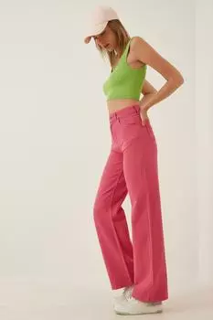 Джинсы - Розовый - Широкие штанины Happiness stanbul