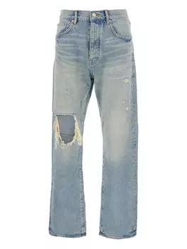 Джинсы рваные с нашивкой-логотипом Purple Brand, синий