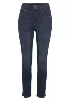 Джинсы с 5 карманами BOSS ORANGE "Kitt High Rise High Waist Premium Denim Jeans", с открытыми манжетами на штанинах, цвет морской волны