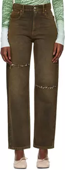 Джинсы с 5 карманами MM6 Maison Margiela, коричневый