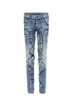 Джинсы с эффектными заплатками CIPO & BAXX, синий