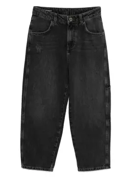 Джинсы с эффектом потертости Emporio Armani Kids, черный