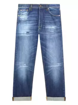 Джинсы с эффектом потертости и карманами DONDUP, синий