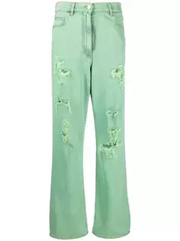 Джинсы с эффектом потертости и логотипом MSGM, зеленый