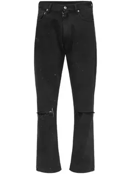 Джинсы с эффектом потертости MM6 Maison Margiela, черный